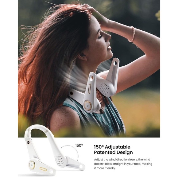 White Hanging Neck Fan Foldable Handfree Lazy Fan Cooling Air Cooler, New - Picture 4 of 10